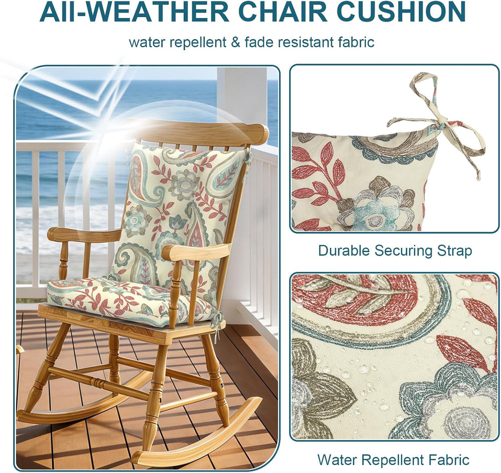 DYTXIII Set of 2 Rocking Chair Cushions for Outdoor/Indoor Use,Water Resistan...