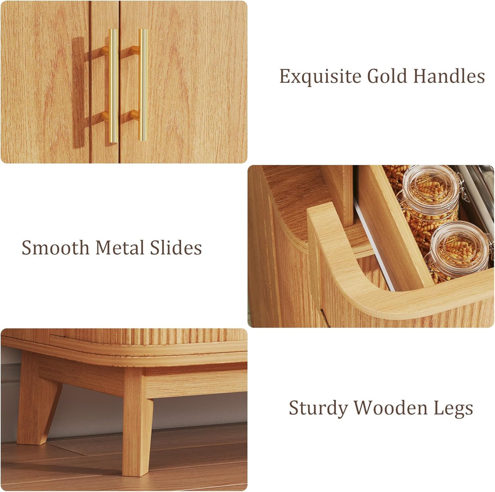 HUAHUU 71" Pantry Cabinet with Drawer, Kitchen Pantry Storage Cabinet wi...