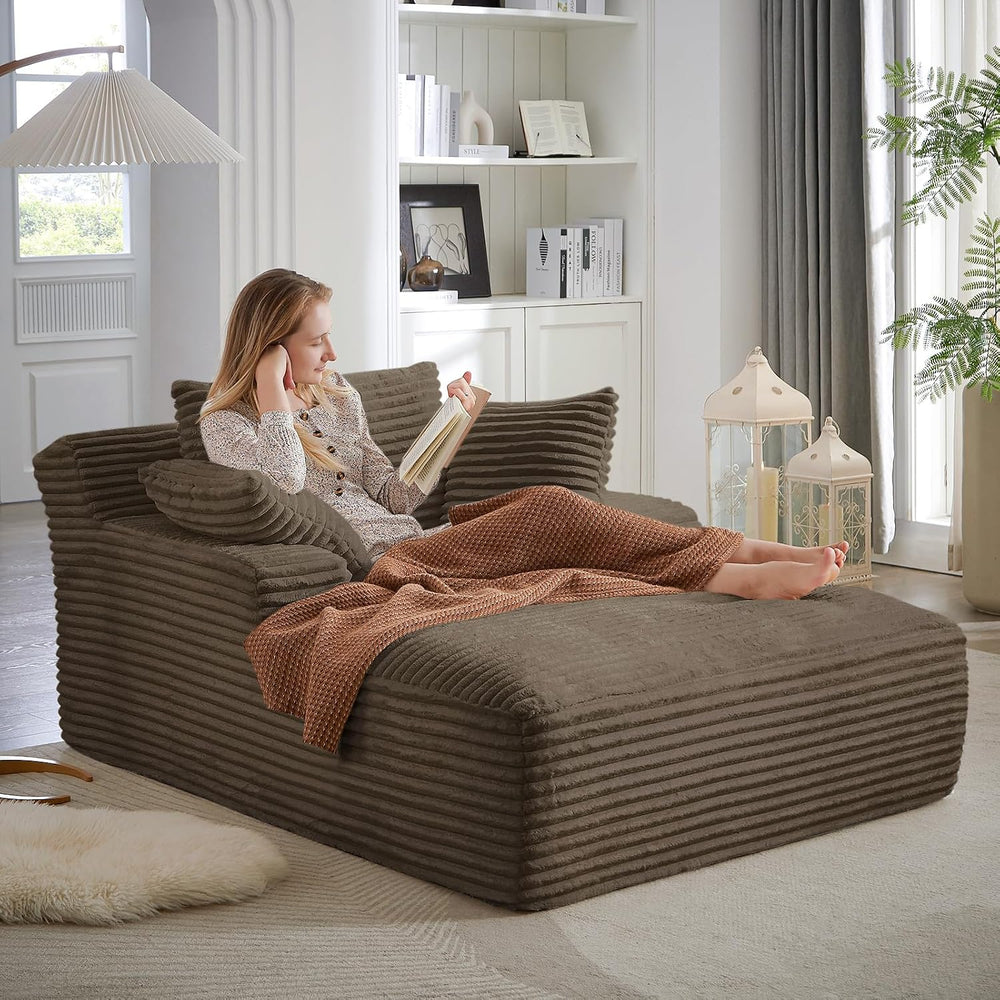 Oversized Chaise Lounge Chair Indoor,50" W Upholstered Corduroy Sofa wit...