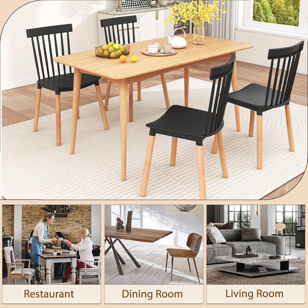 POWERSTONE Windsor Dining Chair Set of 4, Farmhouse Kitchen Chairs with Solid...