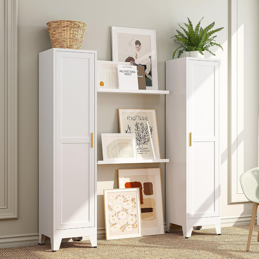 Bevivog Tall Bathroom Storage Cabinet, 67" Narrow Metal Storage Cabinets...