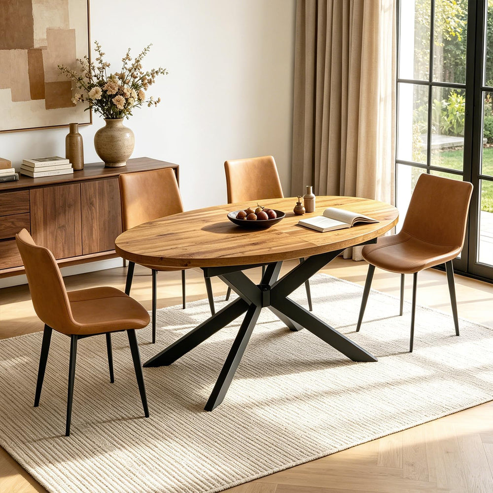 63"-78.7" Extendable Oval Dining Table Set for 4 | 5 Piece Large Ro...