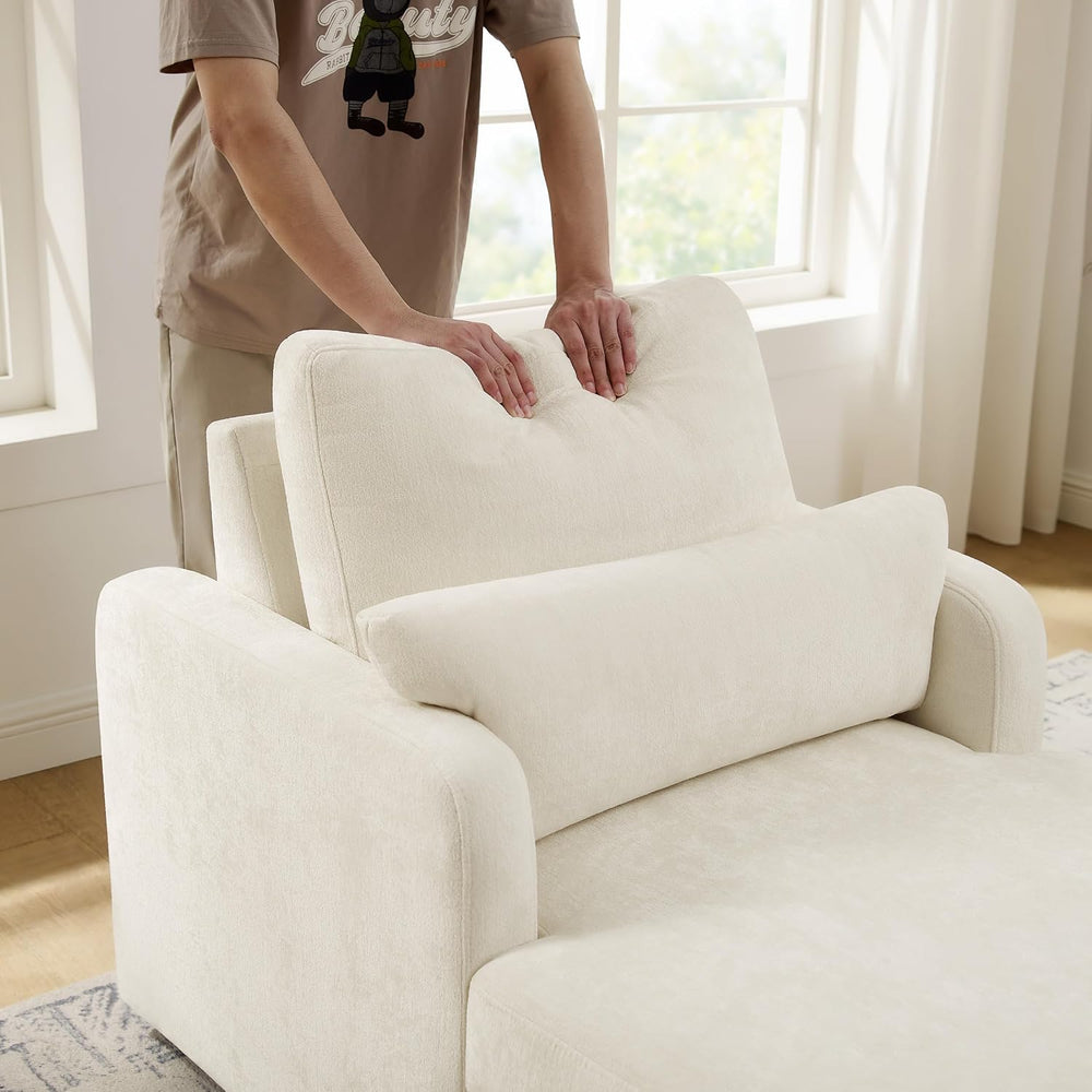 58" Oversized Chaise Lounge Chair with Storage, Chenille Beige