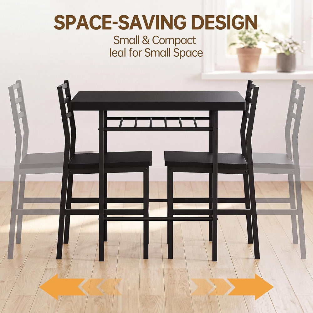 Furmax 3 Piece Kitchen & Dining Room Set, Dining Table Set for 2, Black |...