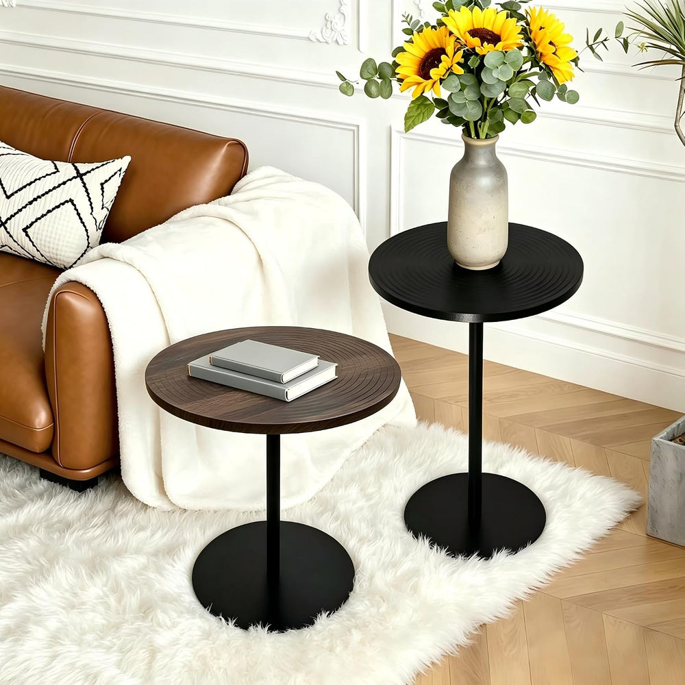 Small Round Side Table Set of 2 Drink End Tables for Living Room Small Spaces...