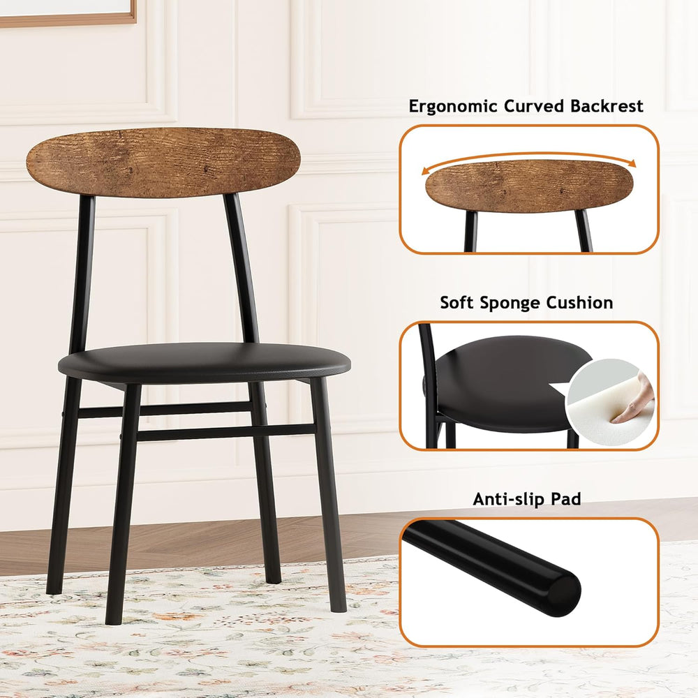 Yumori Dining Table Set for 2, Wood Square Table with 2 Upholstered Chairs fo...