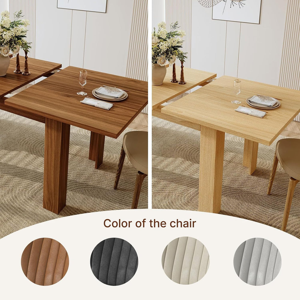 Miereirl 9-Piece Farmhouse Extendable Dining Table Set with 8 Chairs, Adjusta...