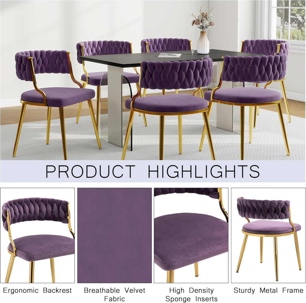 Velvet Dining Chairs Set of 2, Upholstered Dining Chair for Living Room, Mode...