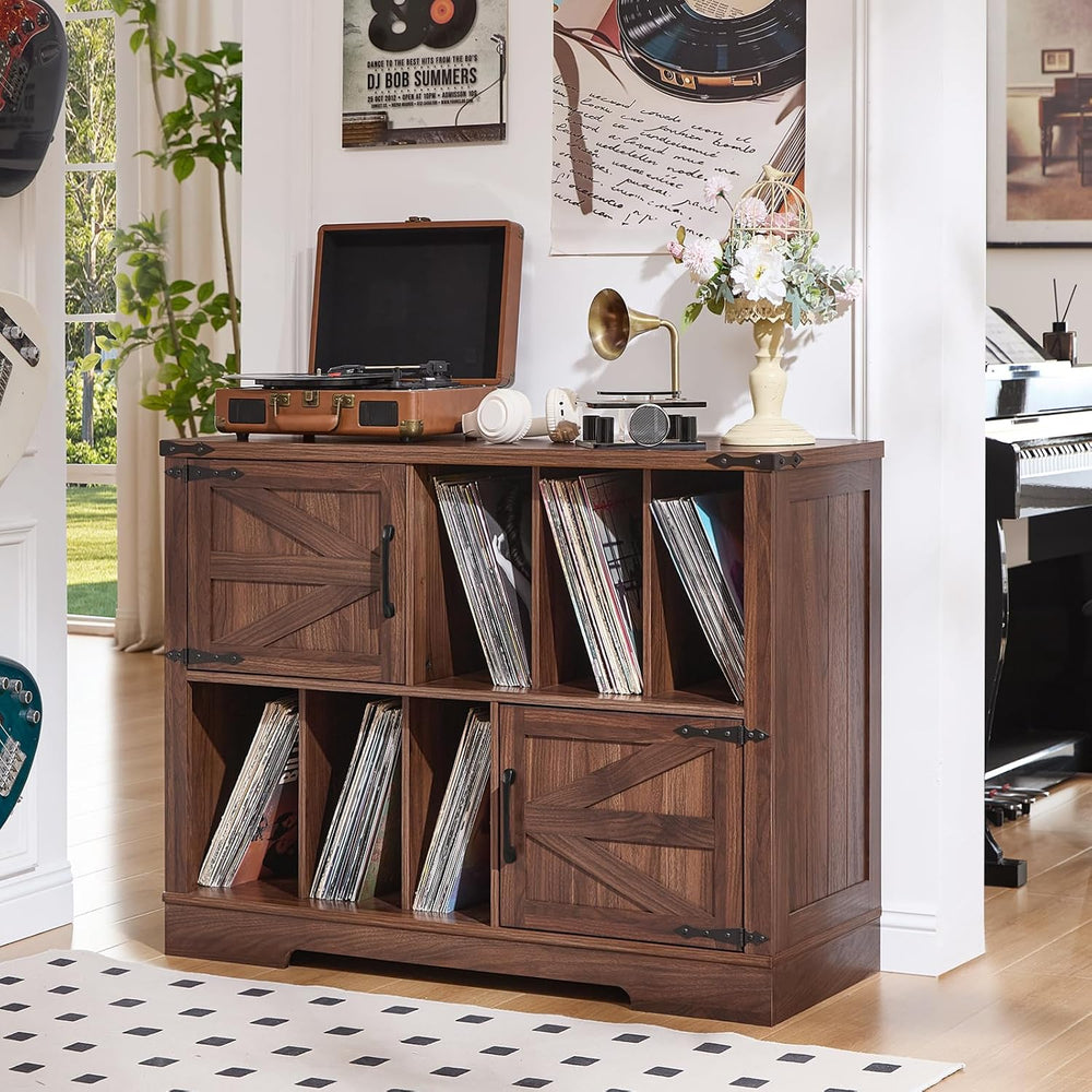 Joaxswe Large Record Player Stand with Vinyl Storage Up to 450 Albums, 39 Inc...