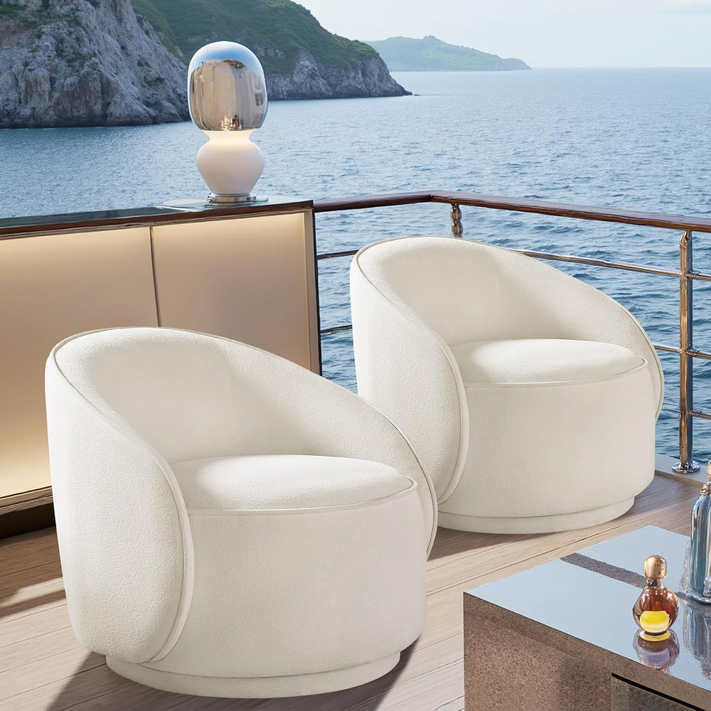 Swivel Accent Chairs Set of 2, 360° Comfy Barrel Swivel Club Armchair, Modern...