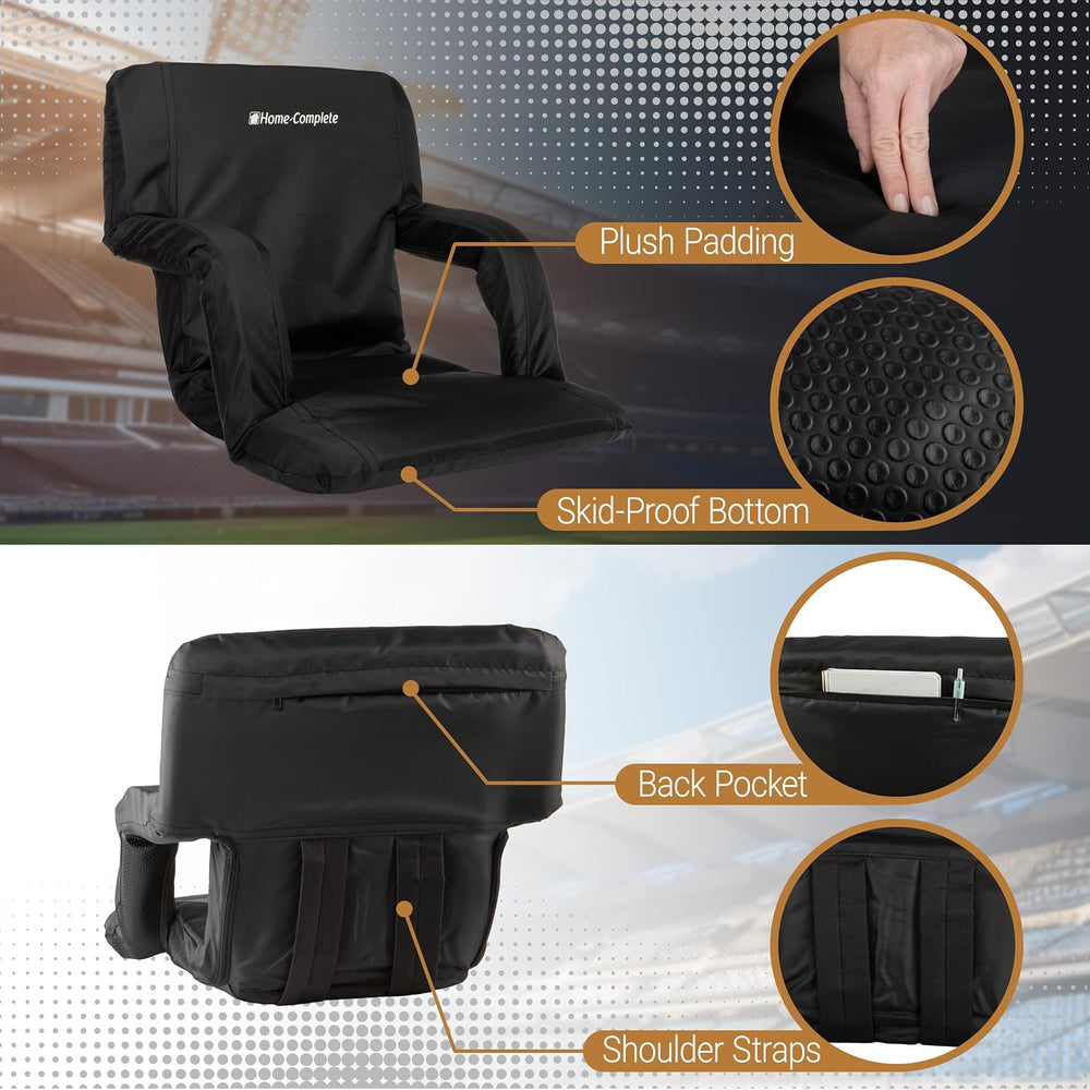 Home-Complete Stadium Seats - Bleacher Cushion with Padded Back Support and A...