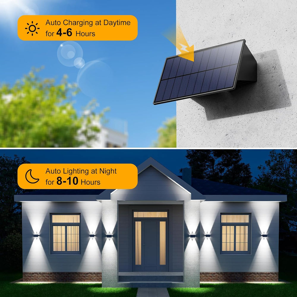 8 Pack Cool White Solar Power Wall Fence Light Outdoor Up and Down