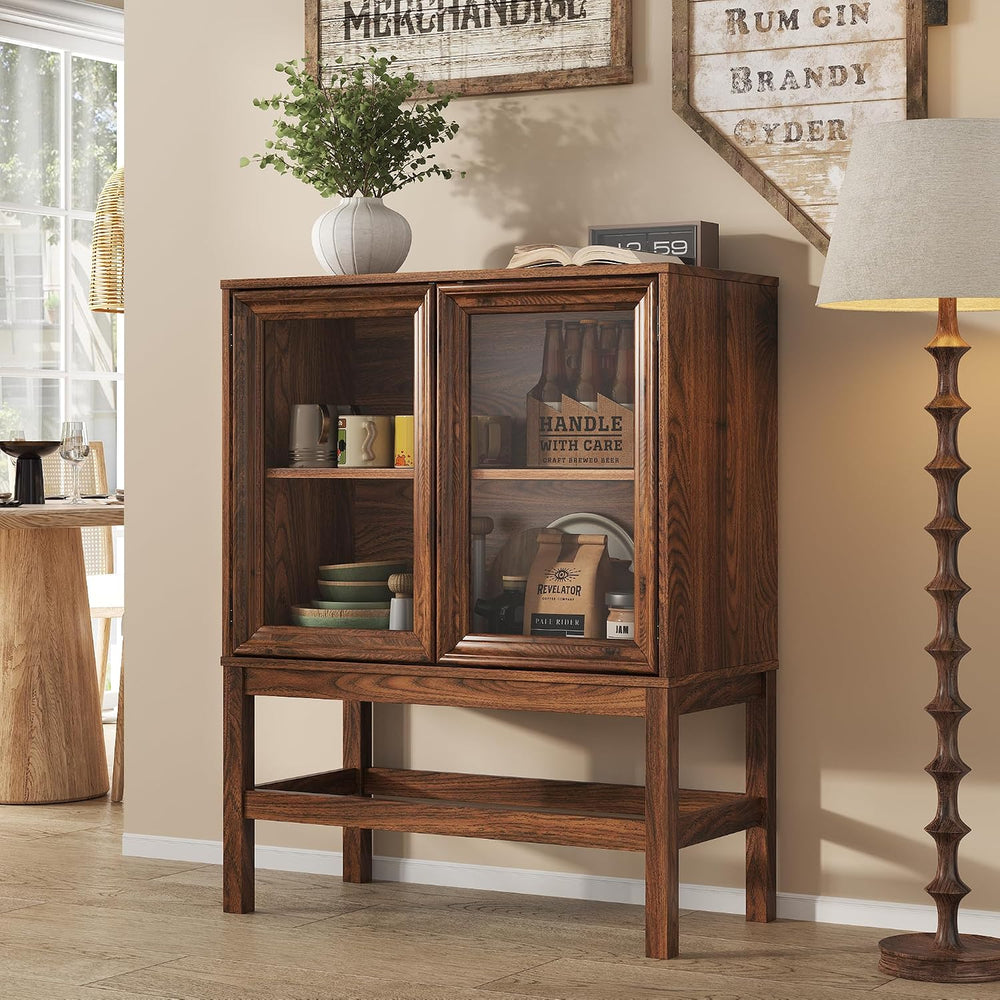Sideboard Buffet Cabinet with Storage, Small Kitchen Coffee Wine Bar Cabinet ...