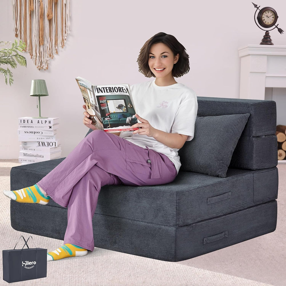 Folding Sofa Bed, Convertible Sleeper Chair Bed, Floor Sofa with Bag | Fold o...