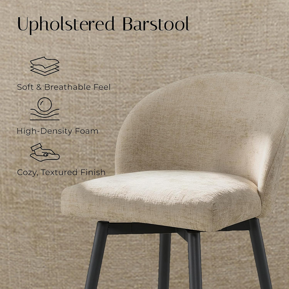 Zerel's Home 26" Counter Height Bar Stool Set of 2,Linen Fabric Upho...