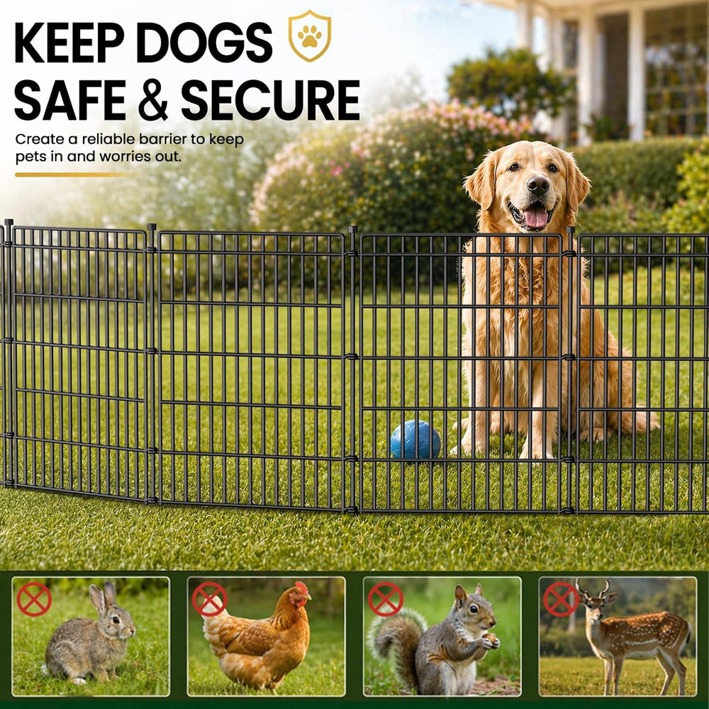 No Dig Garden Fence, Dog Fencing Outdoor for Yard, 5 Panels with Gate