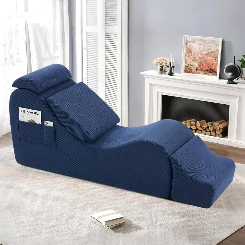 Yoga Chairs for Adults, Ergonomic Chaise Lounge Chair Indoor with Side Pocket...