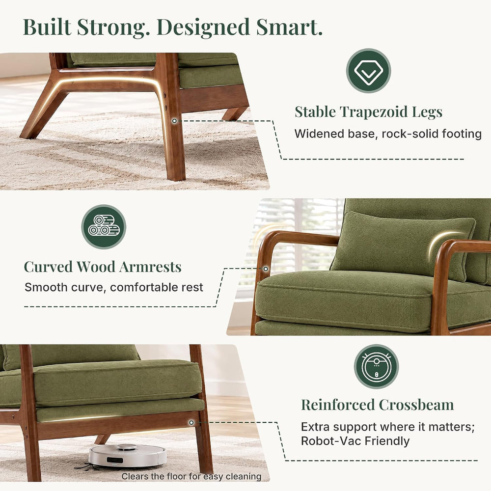 Mid Century Modern Accent Chairs Set of 2 with Lumbar Pillows