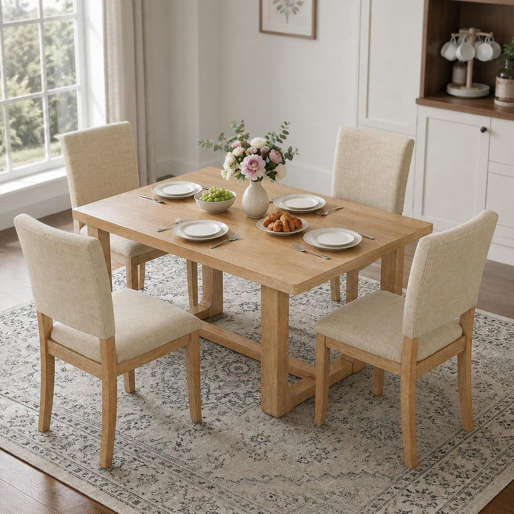 Rectangle Dining Table Set of 4, 48" Kitchen Table and Upholstered Chairs