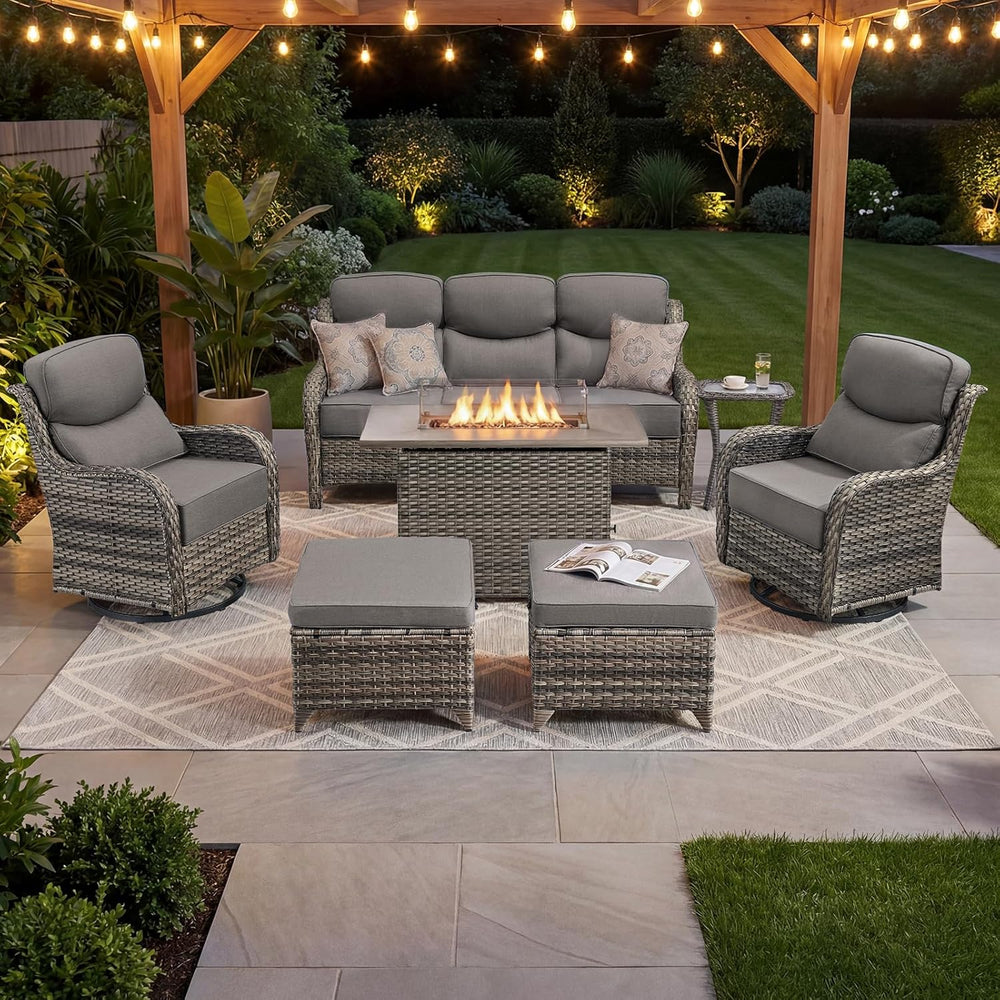 Luxury Patio Furniture Set with 6-inch Thick Cushion, Outdoor Furniture with ...
