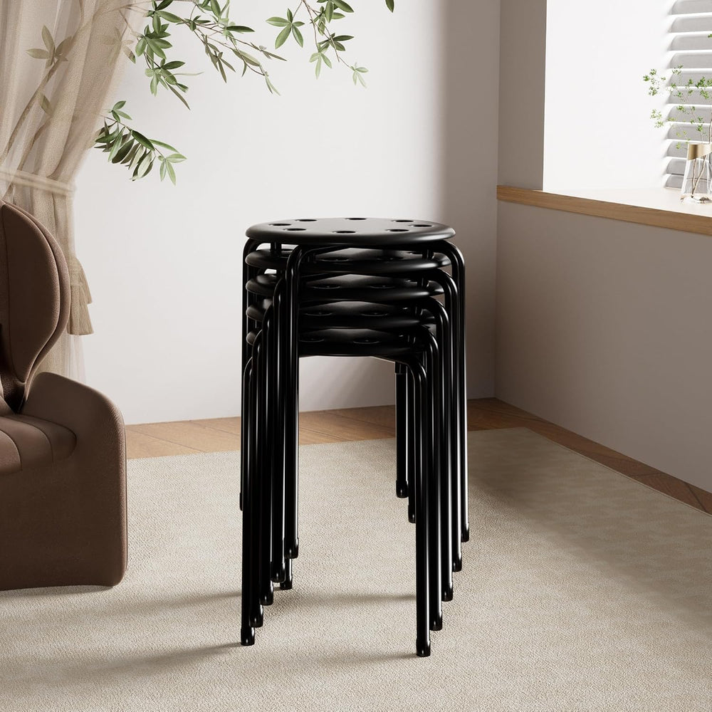 VECELO 6-Piece Stacking Stools, 17.7 Inch Standard Height, Portable Stackable...