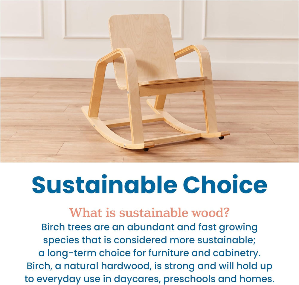ECR4Kids Bentwood Rocking Chair with Armrests and Cushion, Natural | Durable ...