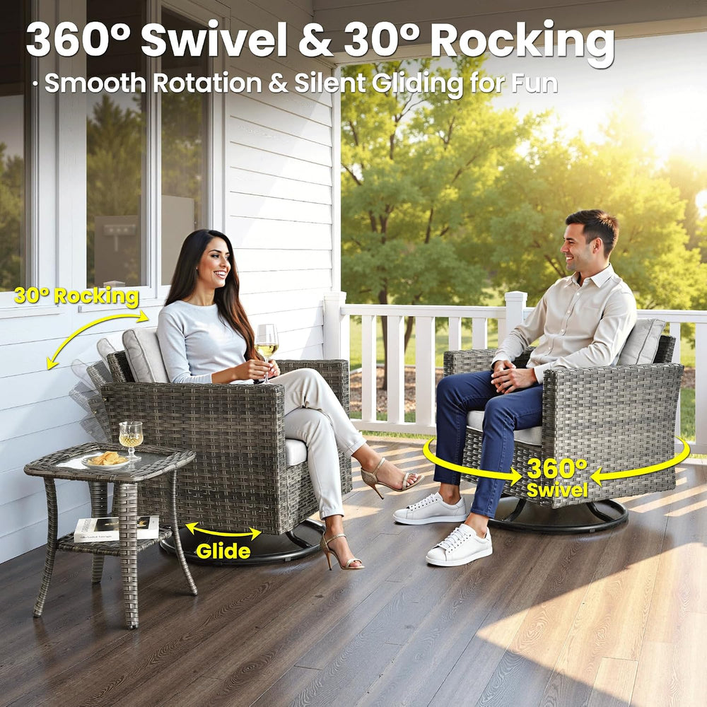 ovios 10 Pieces Patio Furniture Set, Outdoor Wicker Sofa Couch with Swivel Ch...