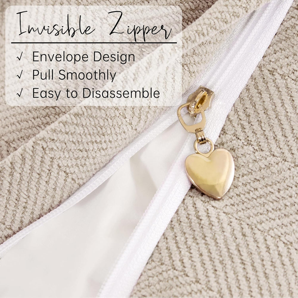 ZWJD Beige Pillow Covers 24x24 Set of 2 Chenille Throw Pillow Covers with Ele...