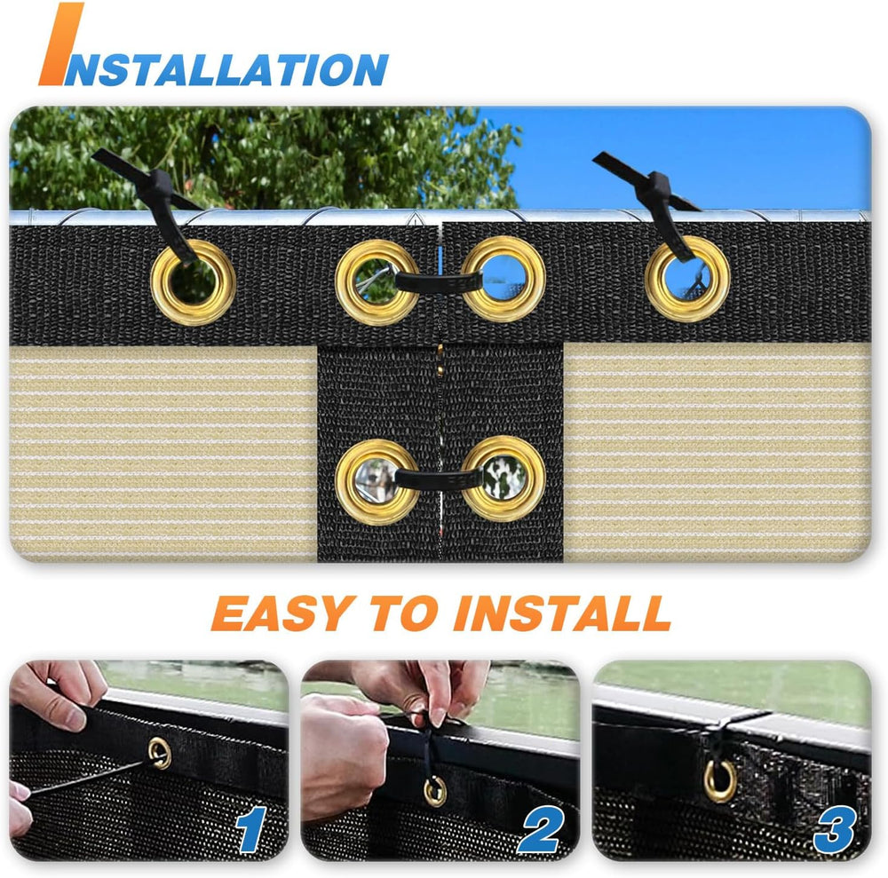 TANG 8' x 30' Privacy Fence Screen Beige Shade Cloth with Grommets, C...
