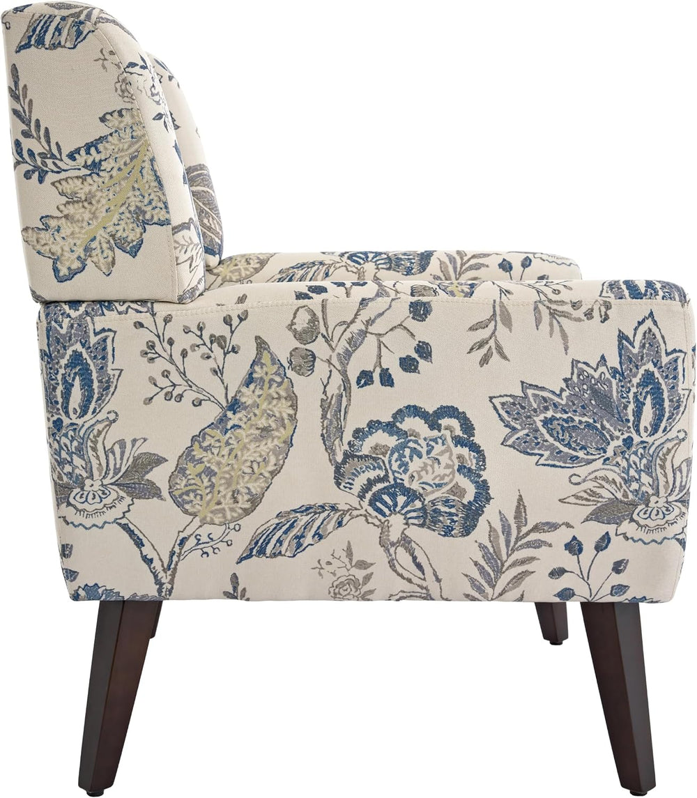 Floral Accent Chairs Set of 2, Fabric Upholstered Armchair, Leaf