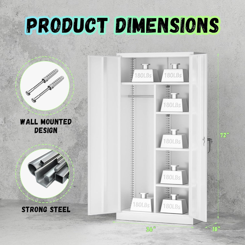 Bonusall Metal Wardrobe Closet, 72" Armoire Wardrobe with Lockable Doors...