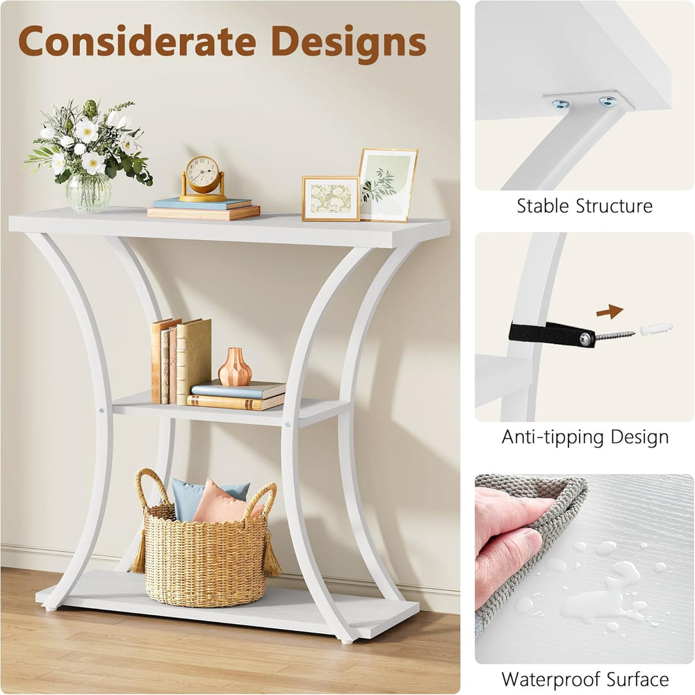 Hoctieon 3 Tier Console Table with Open Wood Shelves, Decorative Entryway Tab...