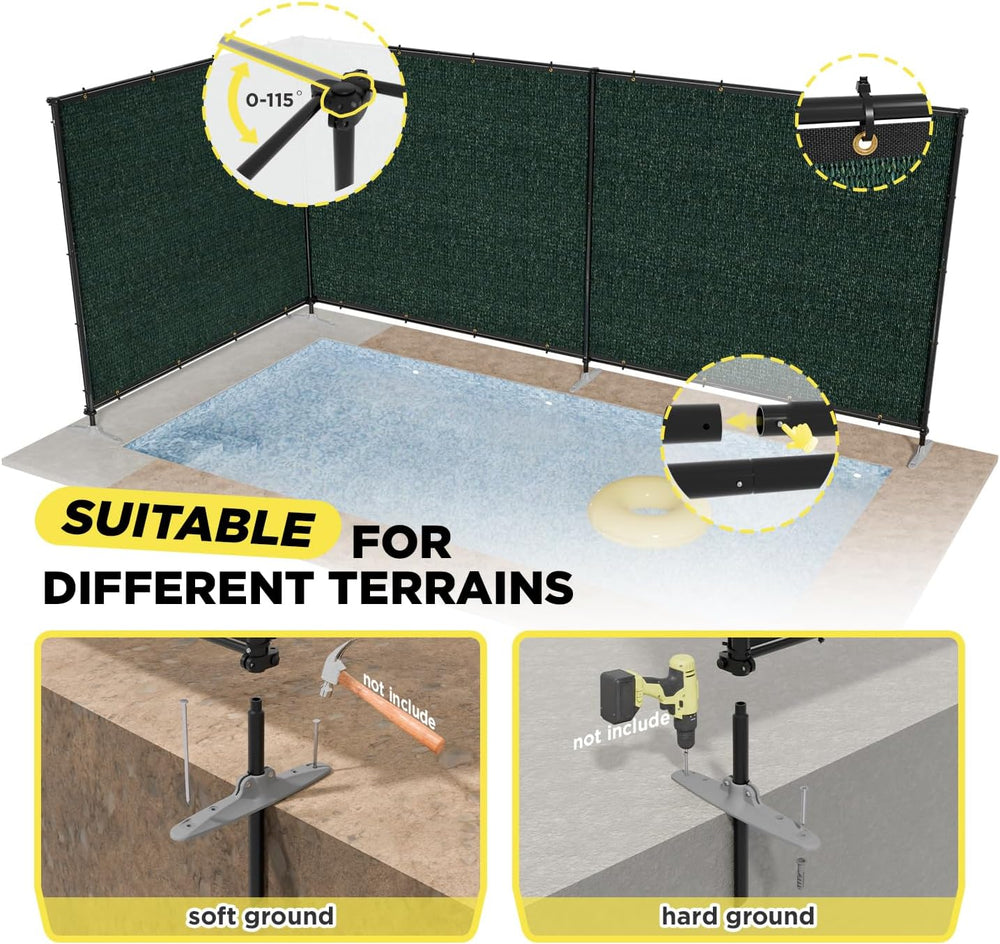 6' x 12' Green Outdoor Privacy Screen Freestanding 240 GSM Privacy Fe...