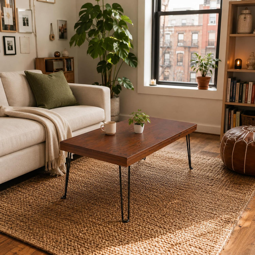 Sleekform Folding Wood Coffee Table, 20 x 40 Inch - Walnut