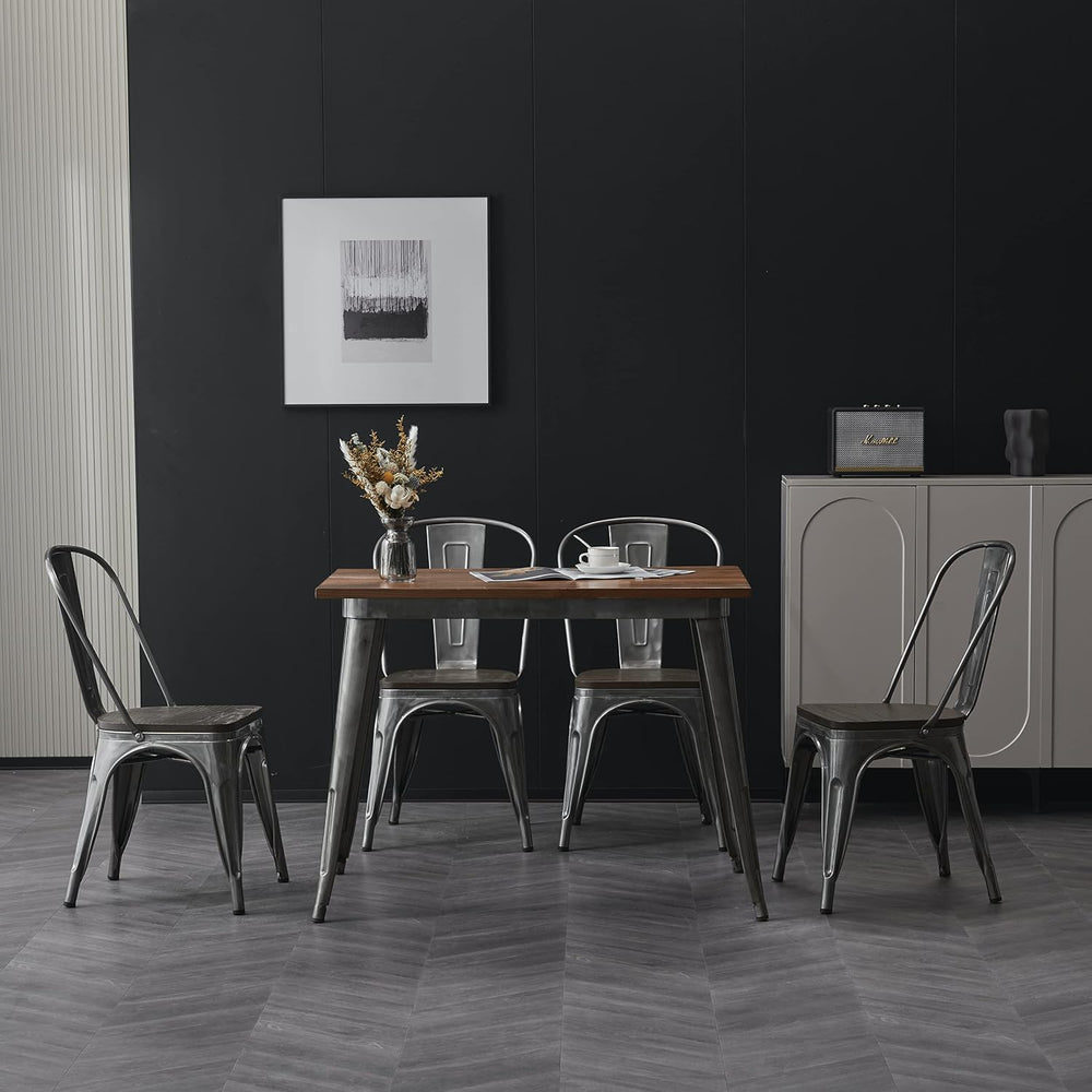 Nazhura Metal Dining Chair Farmhouse Tolix Style for Kitchen Dining Room Pati...