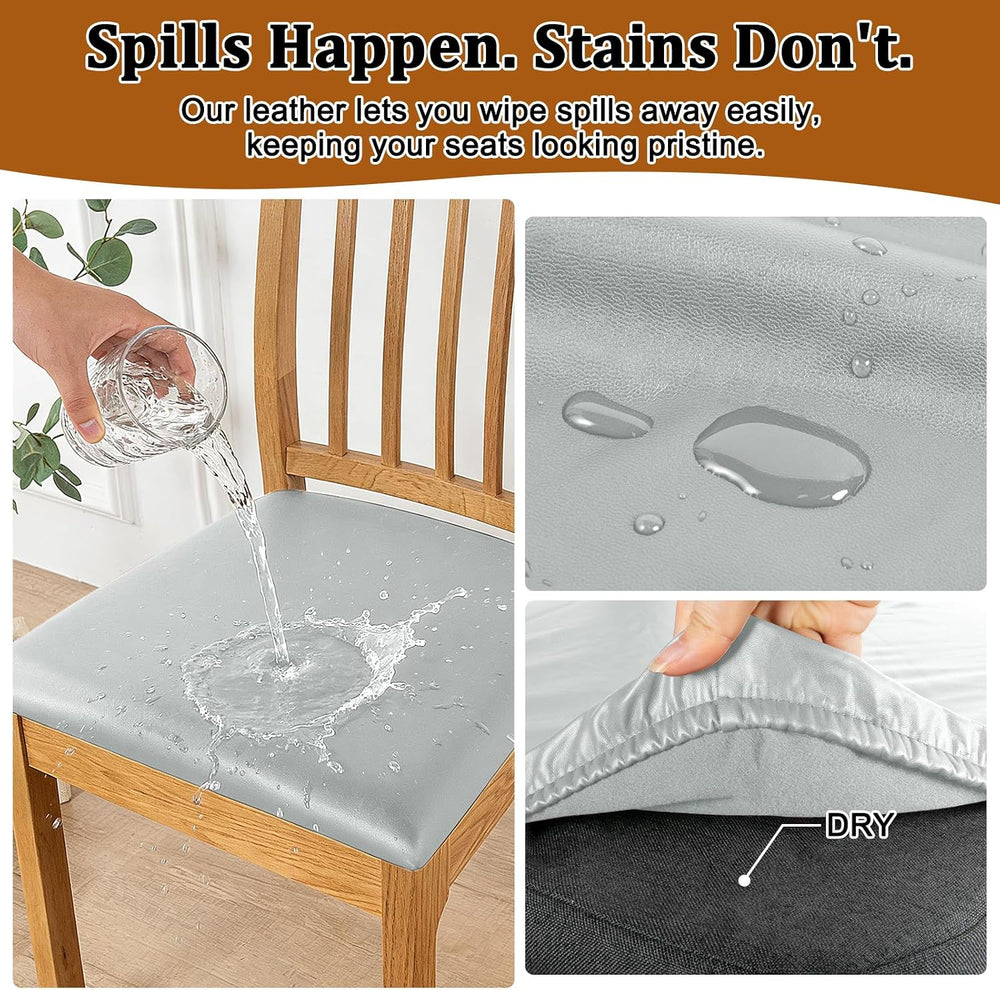 Chair Covers for Dining Chairs Waterproof Seat Covers for Chairs,Grey,Set 6