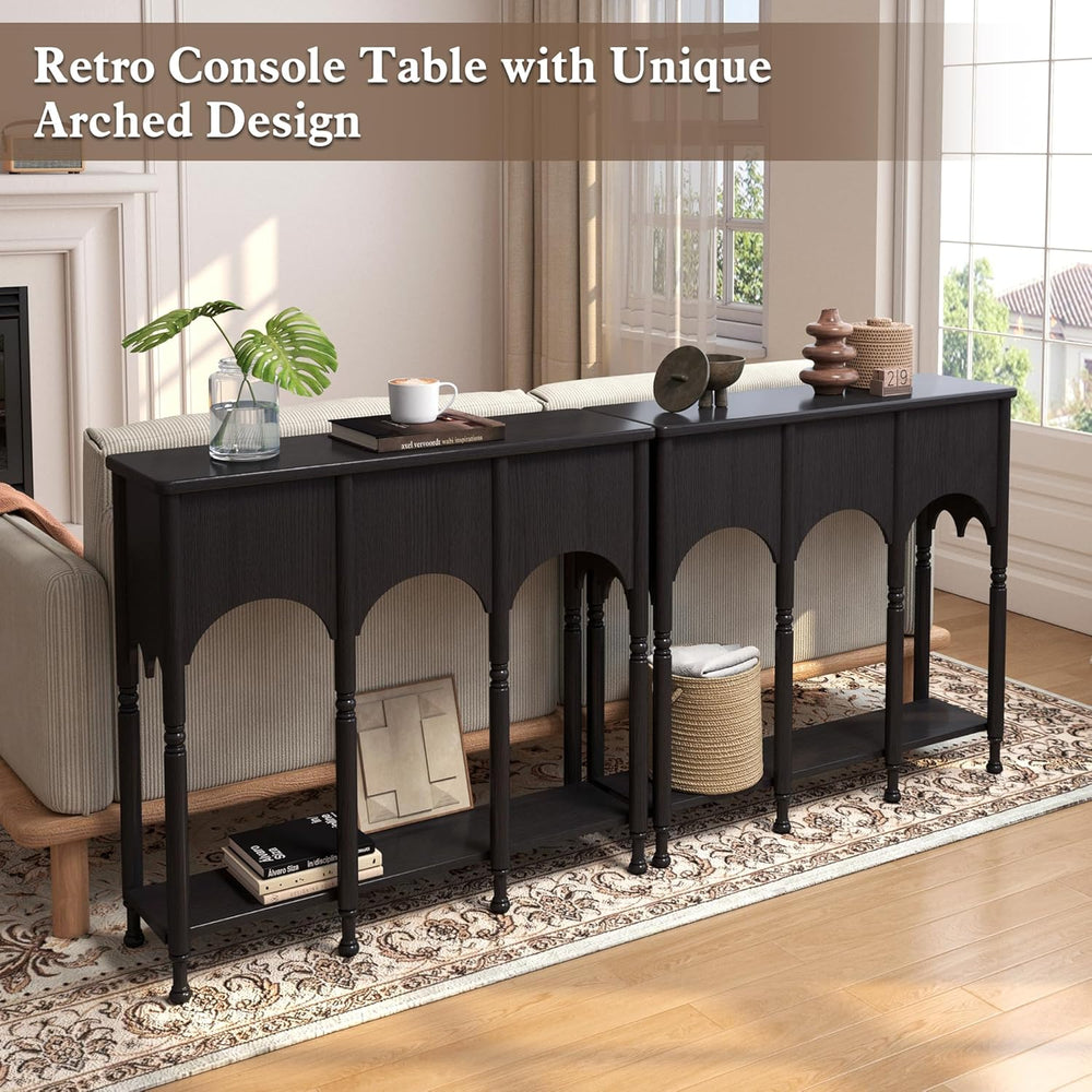 40" Console Table with Storage Shelf, Retro Wooden Entryway Table