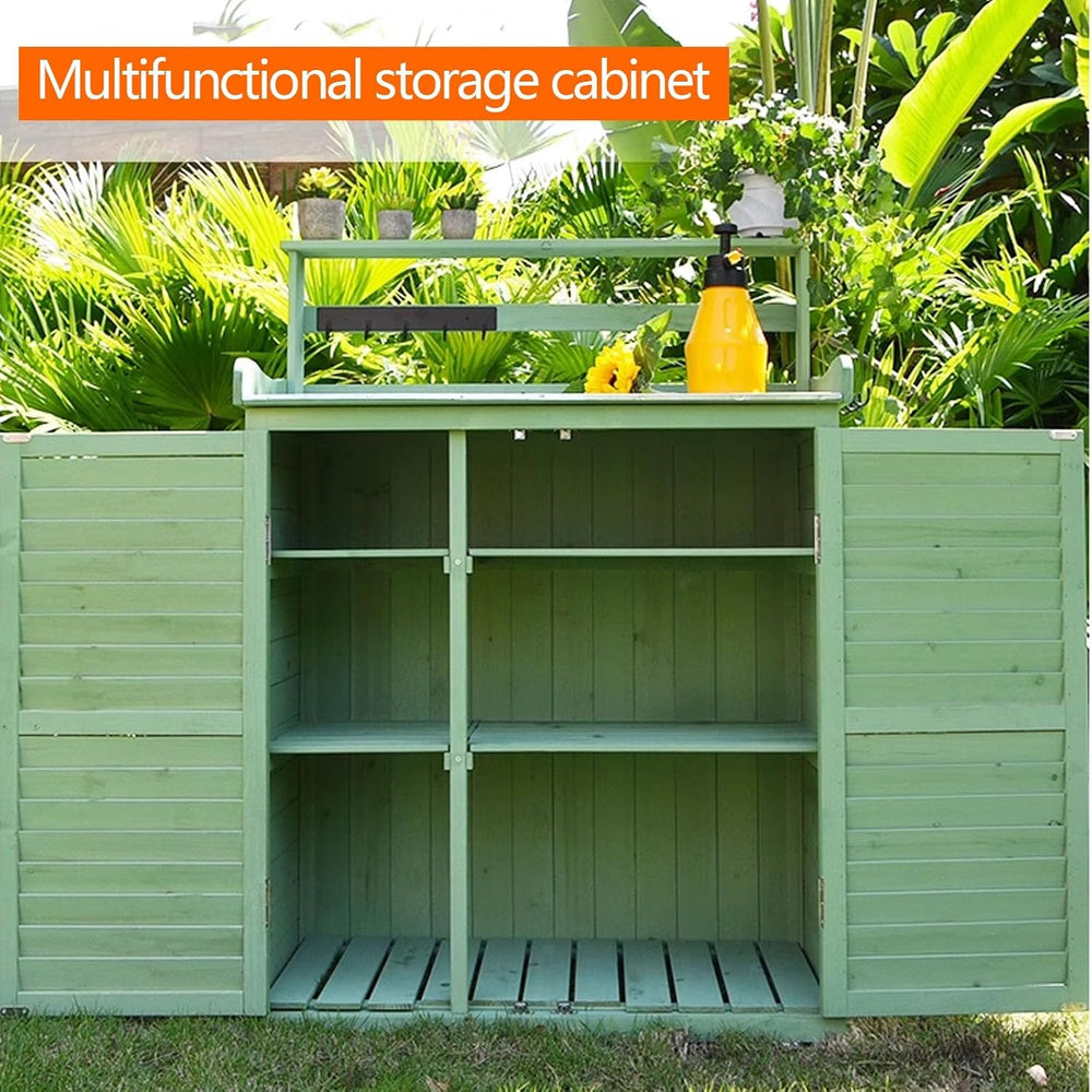 Outdoor Storage Cabinet Waterproof with Shelves Ventilated Shutter Door, Outd...