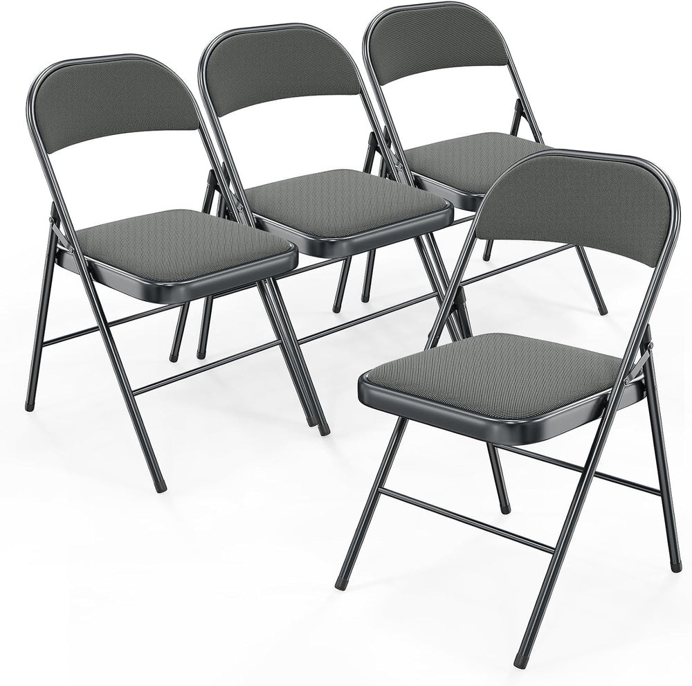 Bonnlo Folding Chair, Fabric Padded Folding Chairs with Cushion, Back and Ste...