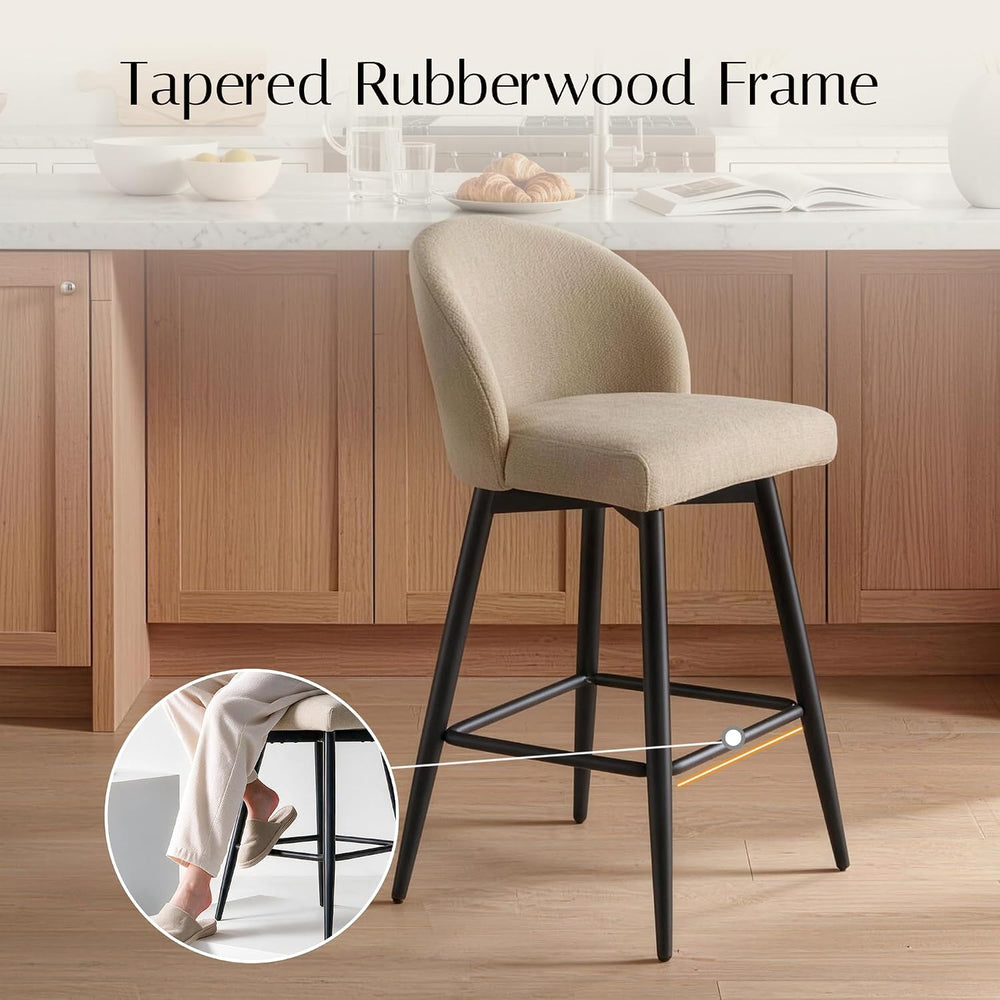 Zerel's Home 26" Counter Height Bar Stool Set of 2,Linen Fabric Upho...