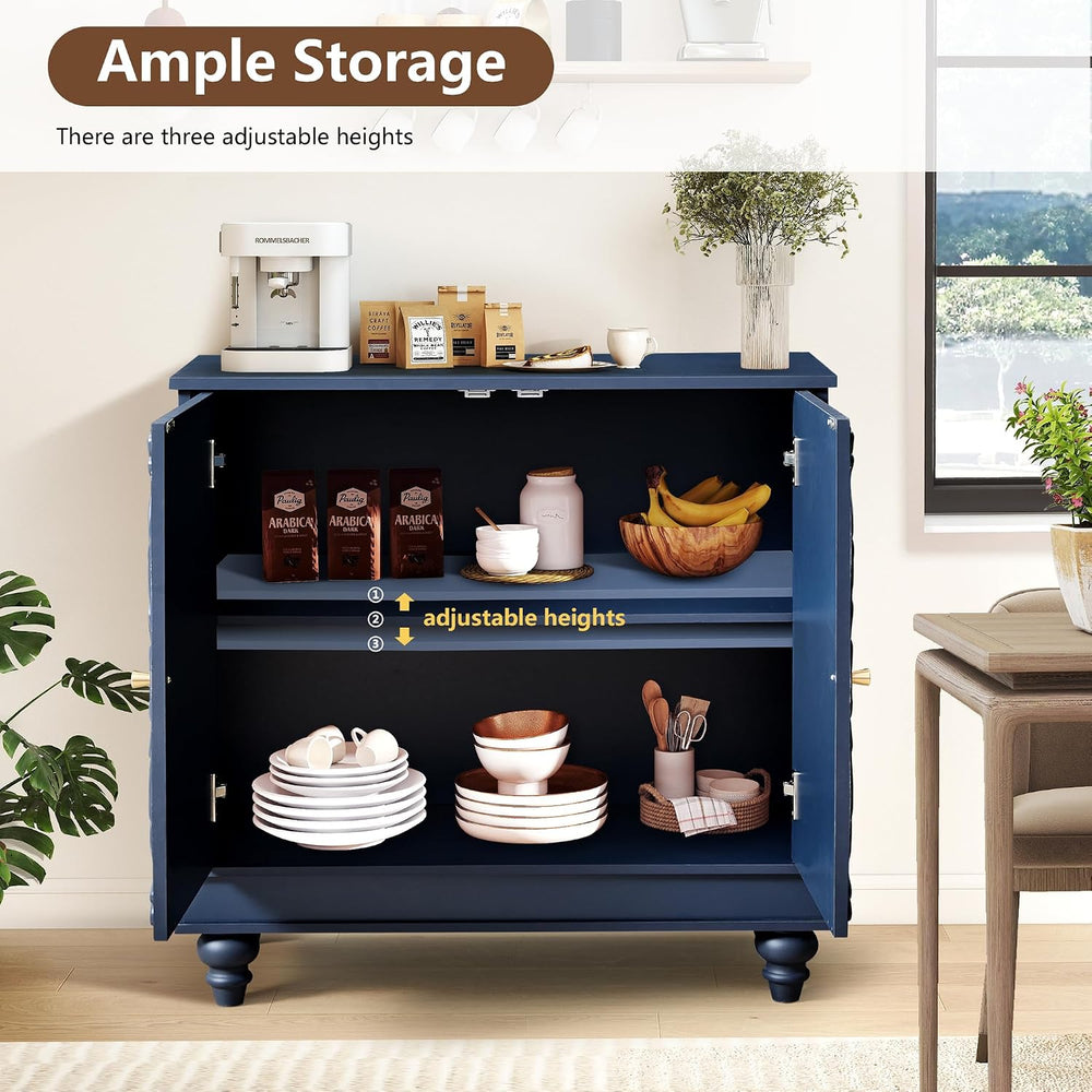 weselon Accent Cabinet with 2 Doors, Luxury Carving Board Storage Sideboard w...