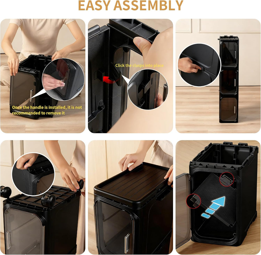 4-Tier Tall Narrow Slim Bathroom Storage Cabinet, Black | Tool Free Assembly,...