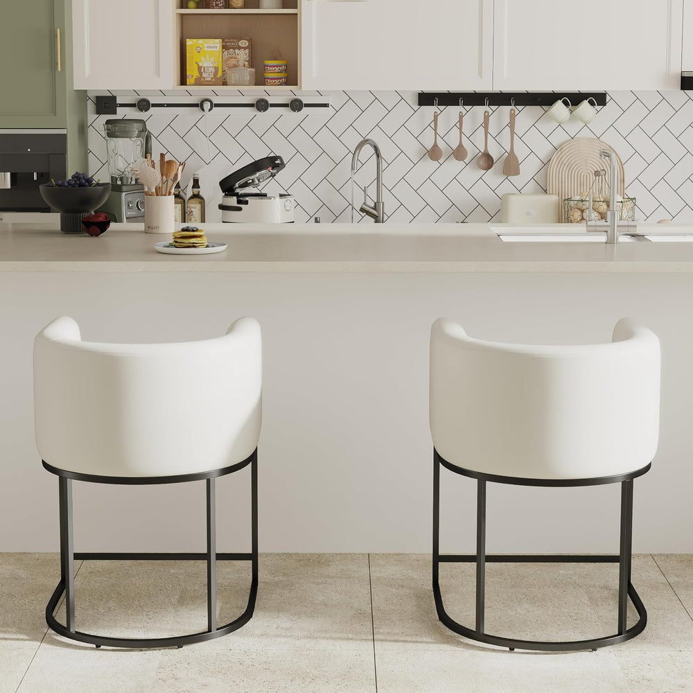 RIVOVA Bar Stools Set of 2, 24" Upholstered Counter Height Bar Stools, M...