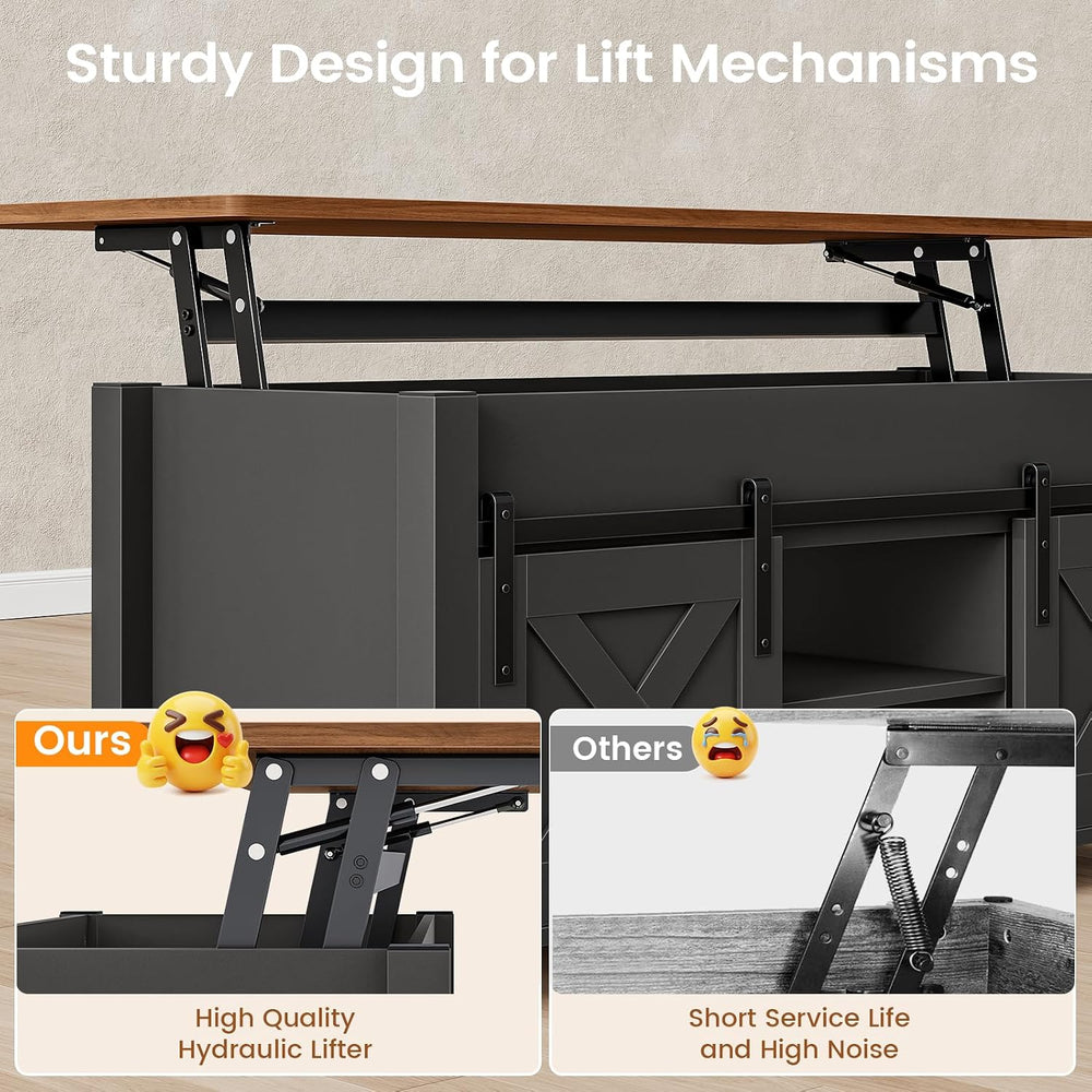 SEDETA Farmhouse Lift Top Coffee Table with Storage for Living Room