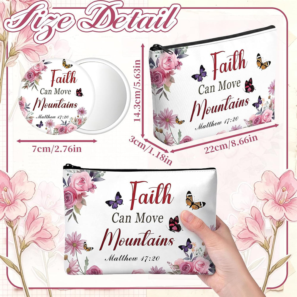 48 Pcs Christian Gifts for Women Inspirational Makeup Bags with Mirrors