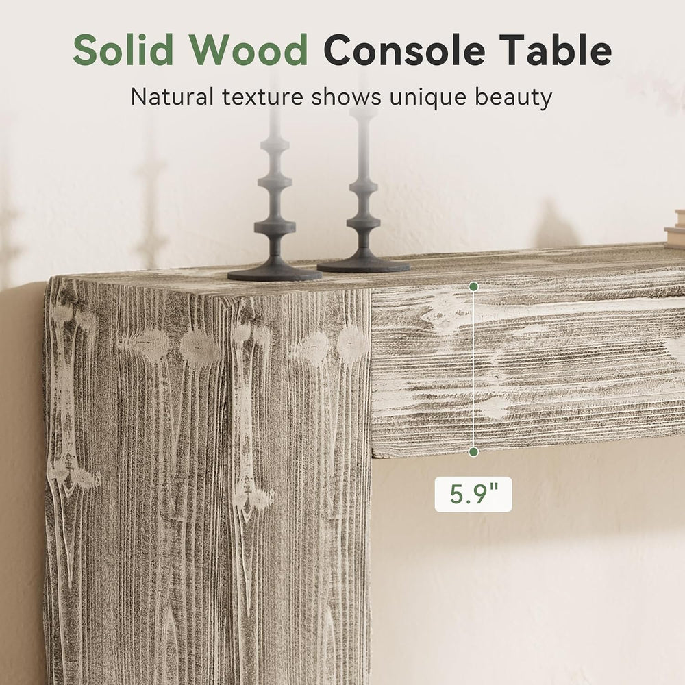 Solid Wood Console Table, 63-Inch Farmhouse Sofa Table Behind Couch for Entry...