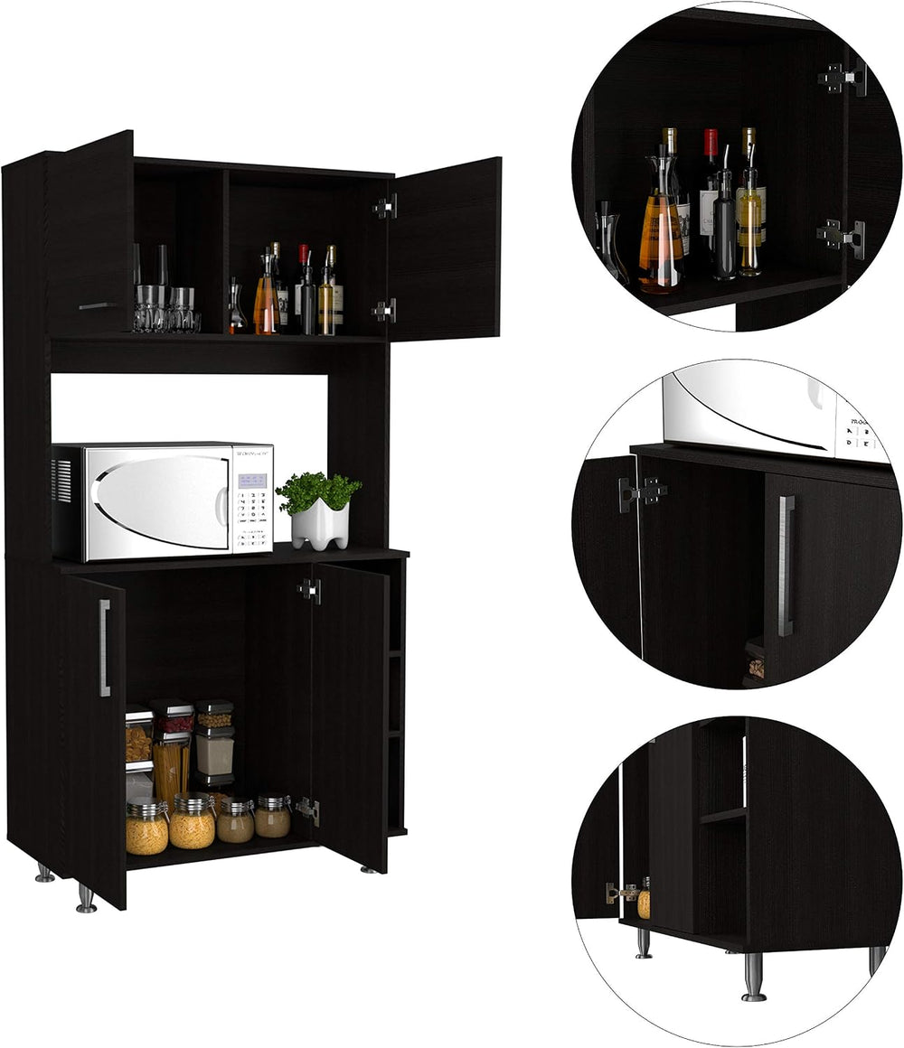 3 Shelf Pantry Cabinet Black