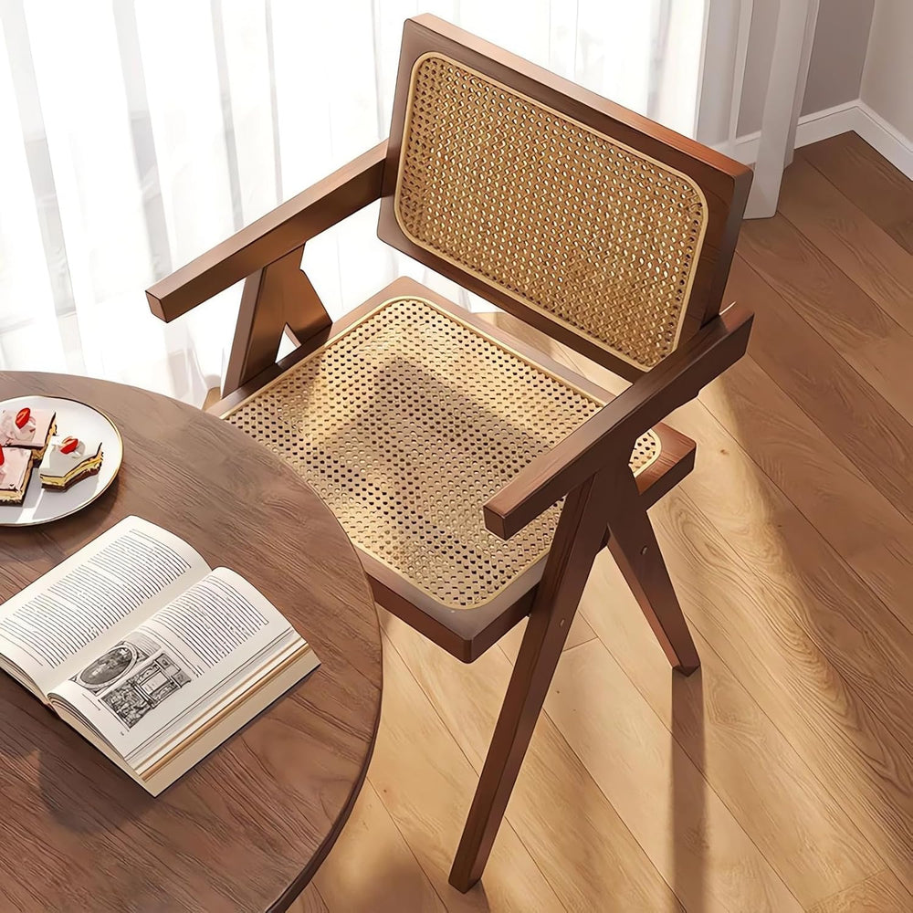 Mid Century Dining Chairs Set of 2, Rattan Accent Armchairs for Living Room, ...
