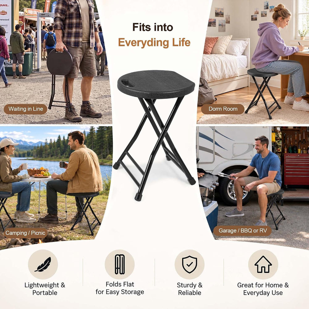 Folding Stool with Handle, Folding Chair,Folding Bar Stool with Non-Slip Feet...