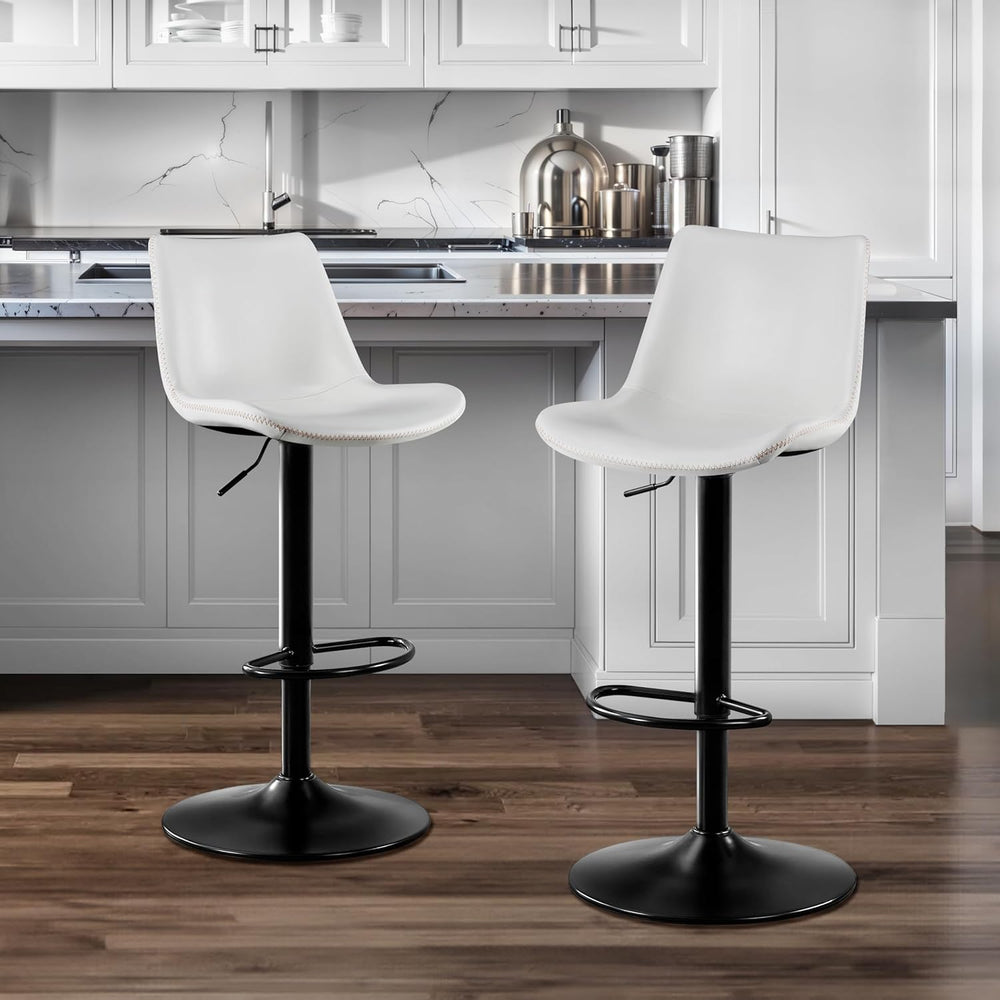 STOOLINK Adjustable Bar Stools Set of 2, Faux Leather Bar Stools with Back | ...